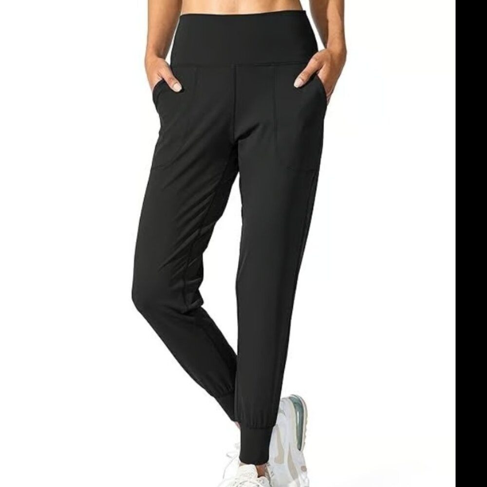 Yogalicious Lux Pants Womens Large Black High Waisted Jogger Pants Pockets